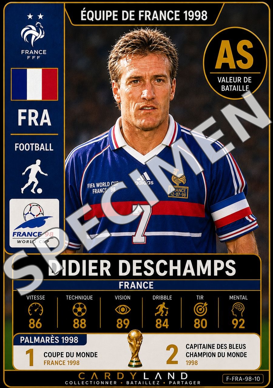 Carte Didier Deschamps — Équipe de France 1998