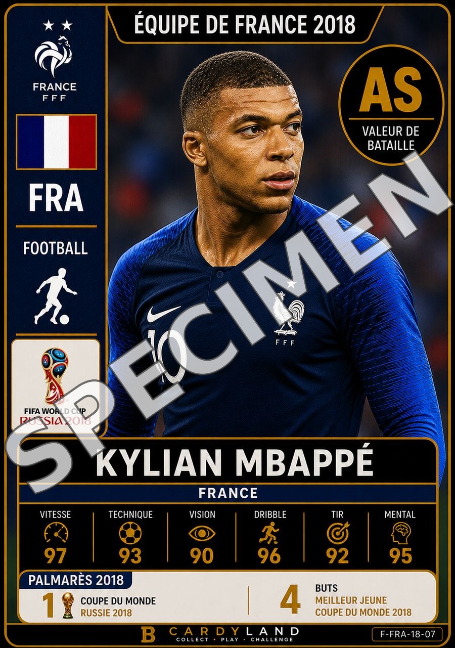 Carte Kylian Mbappé — Équipe de France 2018