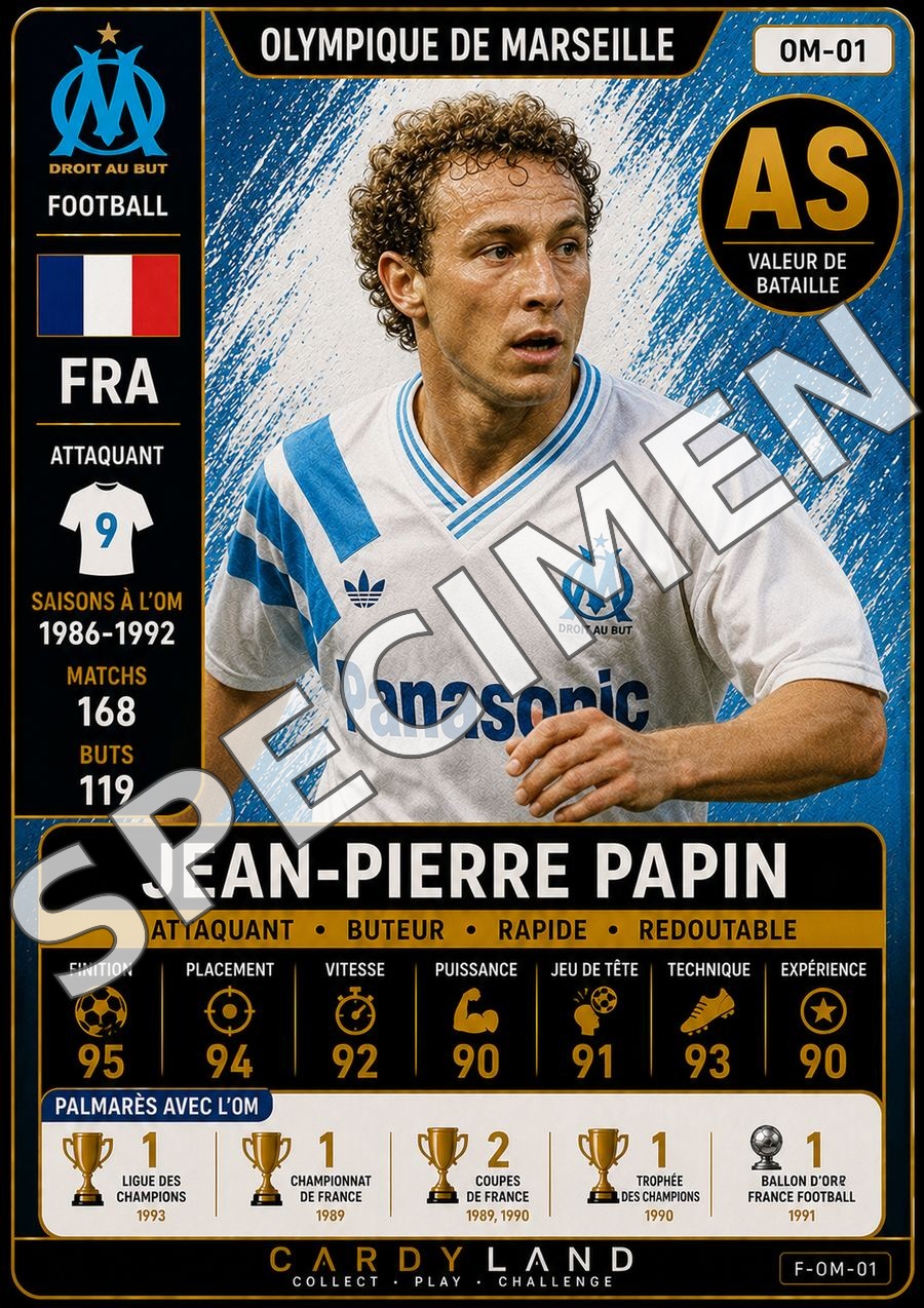 Carte Jean-Pierre Papin — Olympique de Marseille